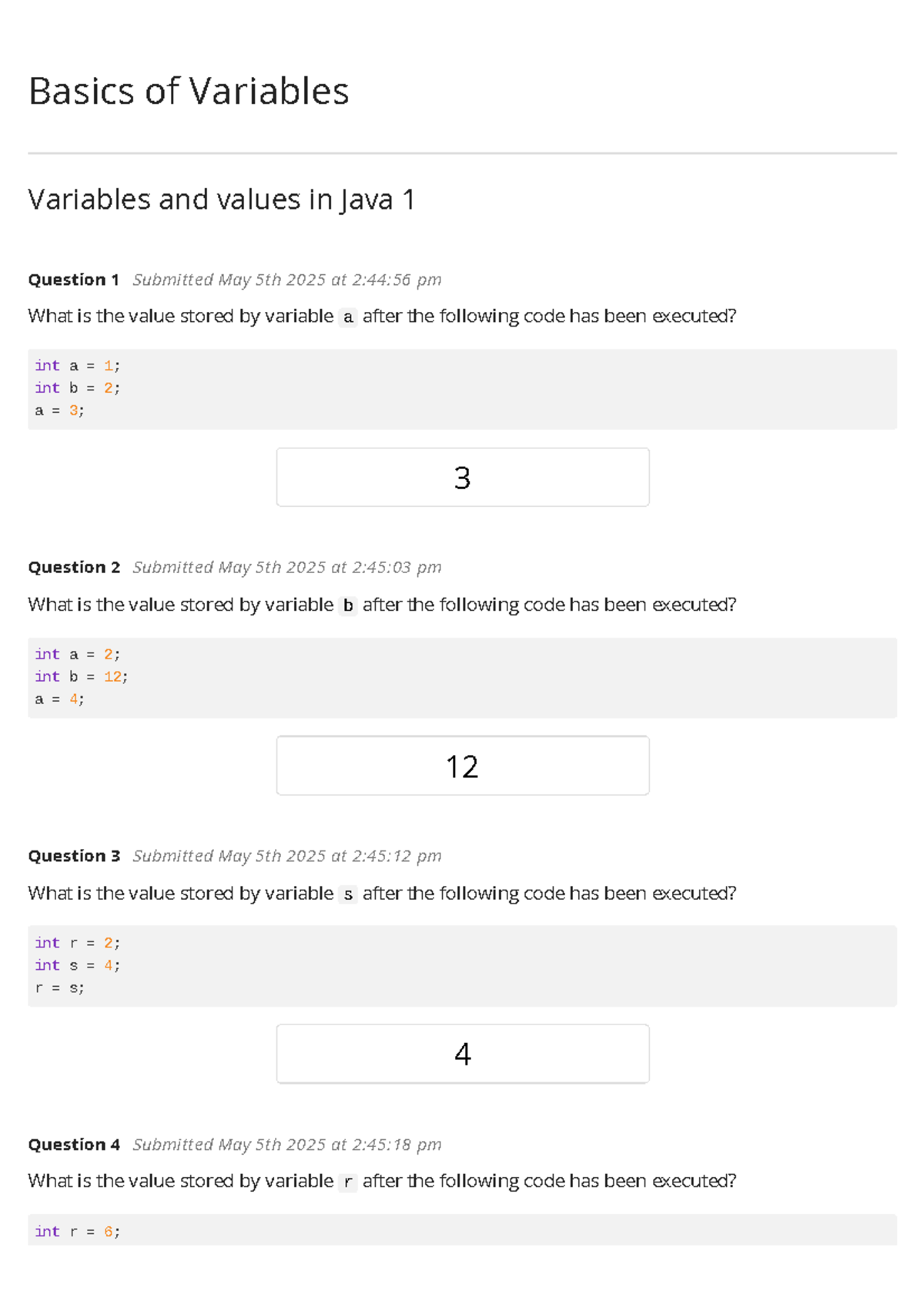 Variables and Values in Java & Python Basics (Final Exam) - Studocu