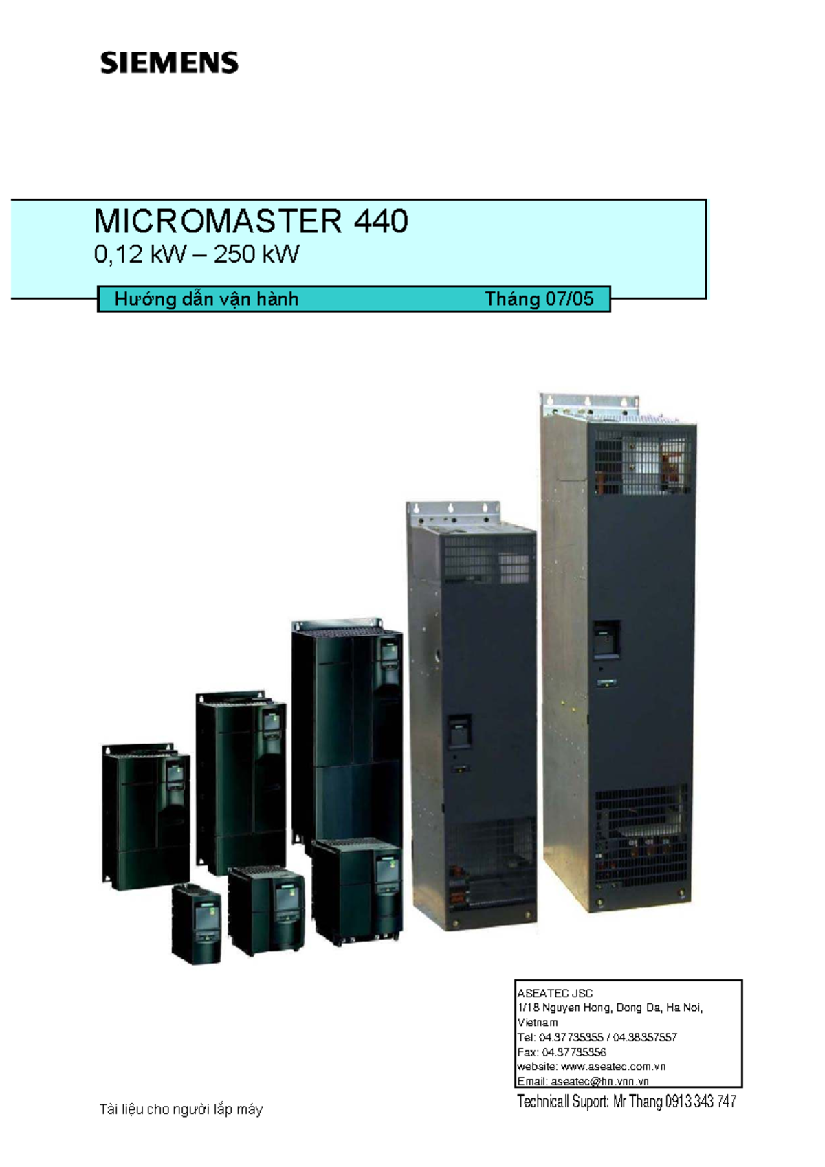 Hướng dẫn vận hành Biến tần MICROMASTER 440 (MM440) - Studocu