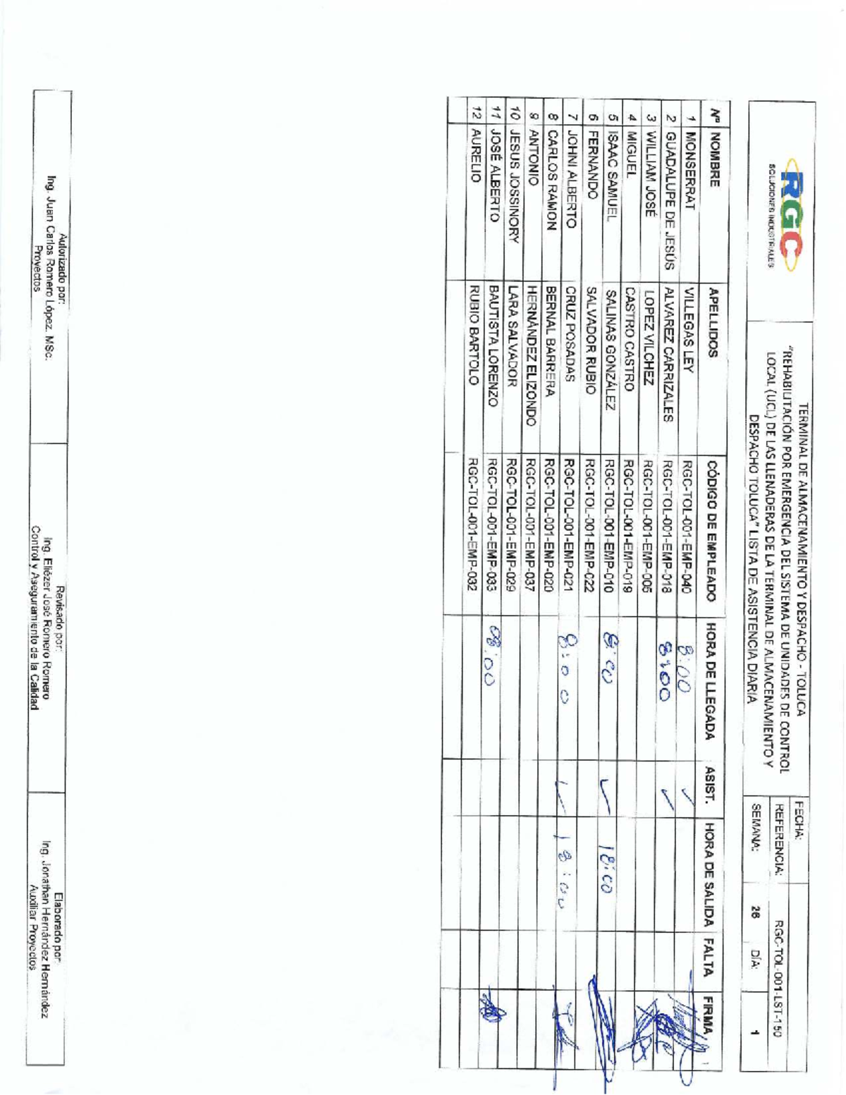 Lista de Asistencia - Semana 26 - Terminal de Almacenamiento TOLUCA ...
