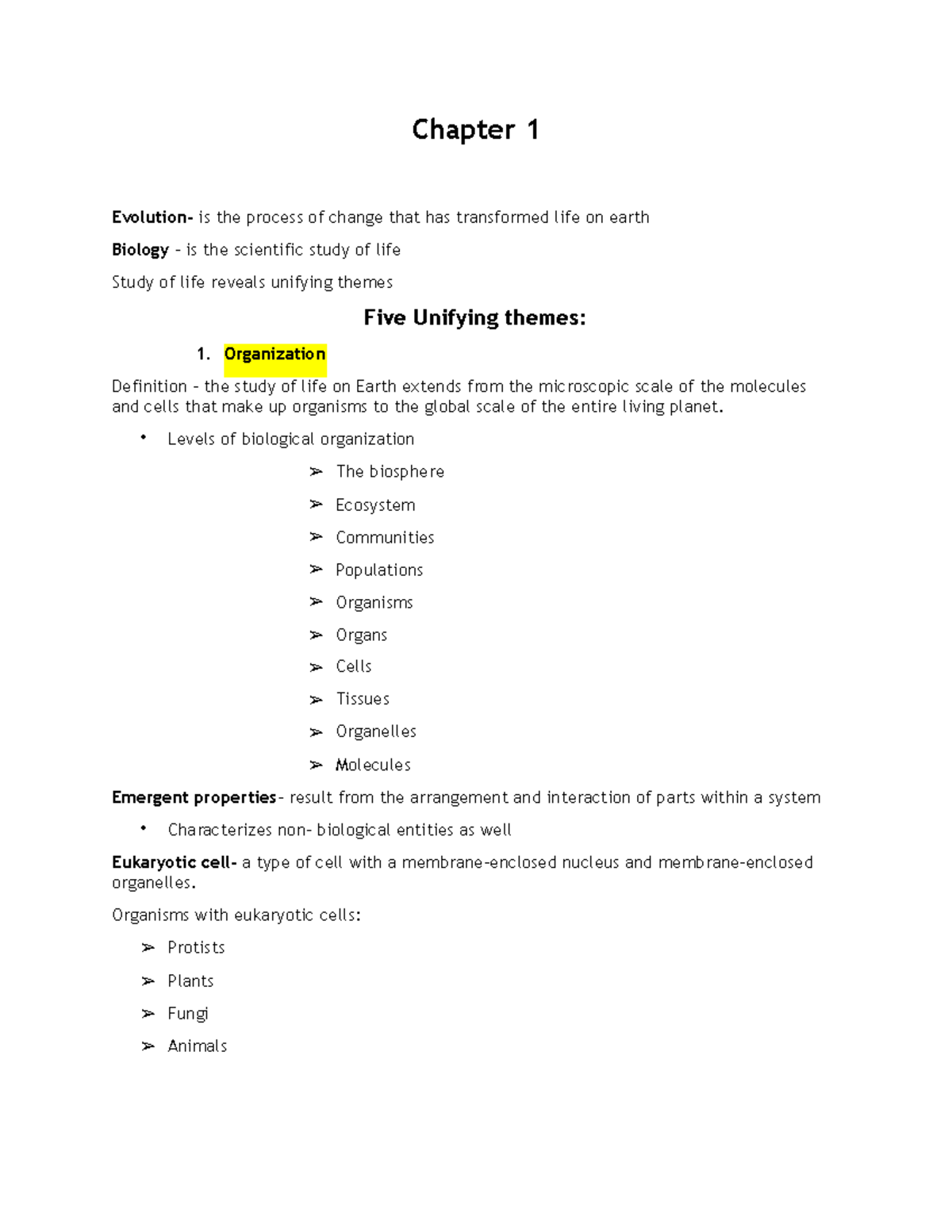 Biology 101 Exam 1 Study Guide: Key Concepts and Themes - Studocu