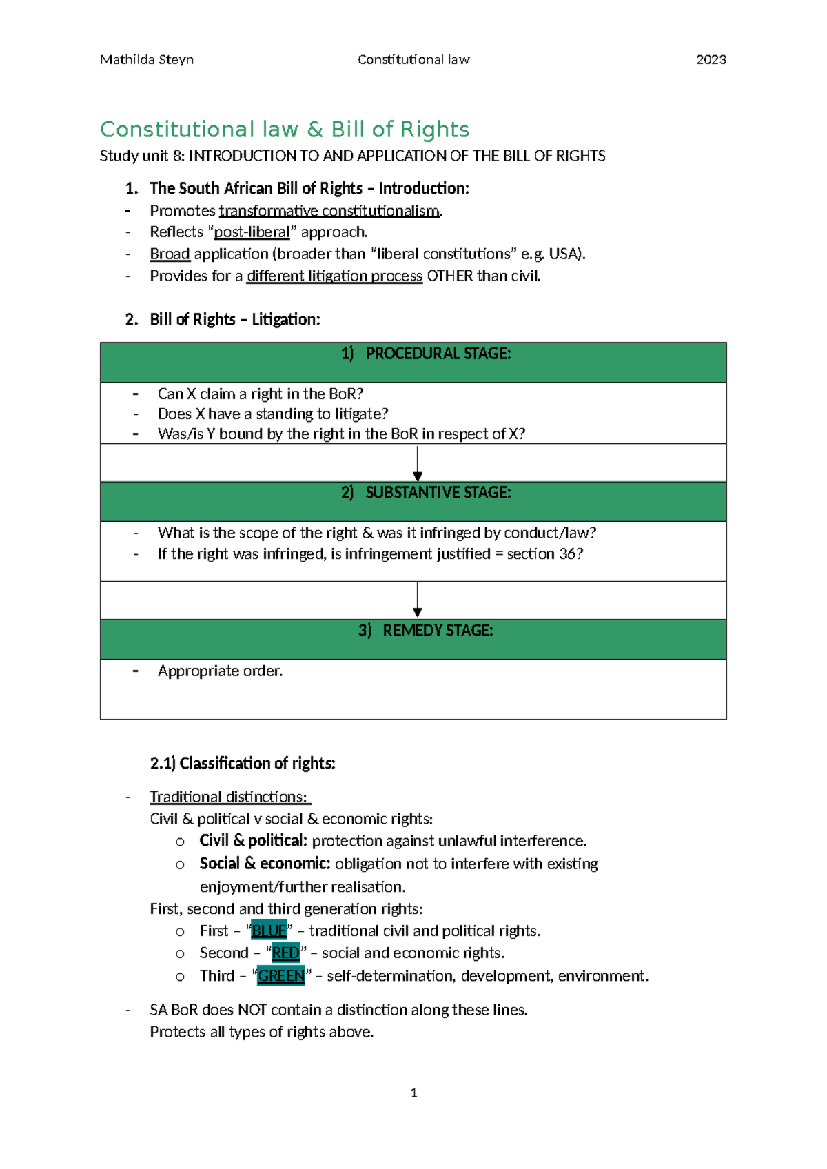 IURI 275 Final Exam Study Unit 8: Bill of Rights Overview - Studocu