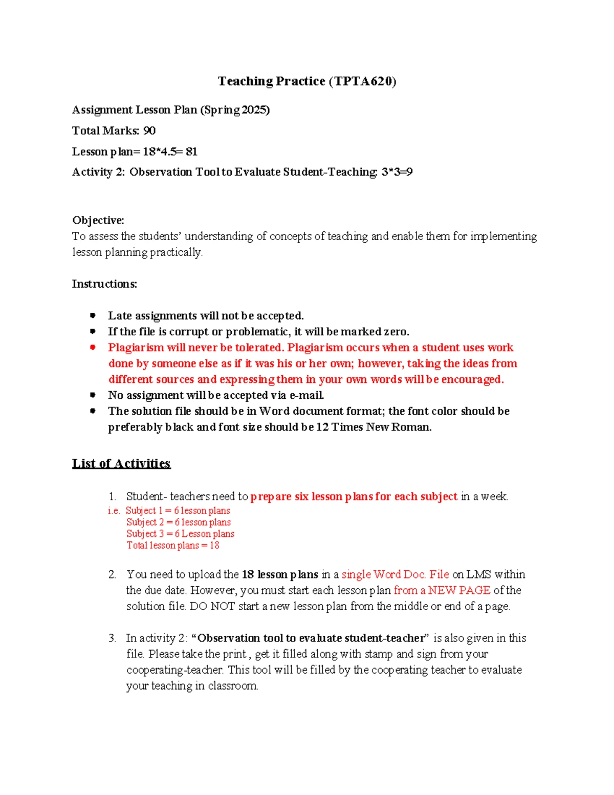 TPTA519 Assembly Assignment & Lesson Plan Reflection (Fall 2023) - Studocu