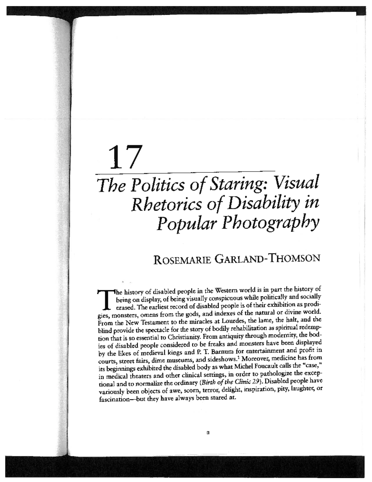 Politics of Staring: Visual Rhetorics in Disability Photography - Studocu