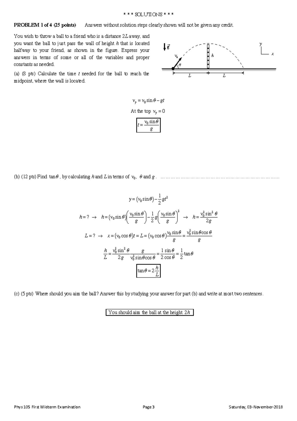 2018 PHYS 105 MIDTERM 1 SOLUTIONS AND EXPLANATIONS - Studocu