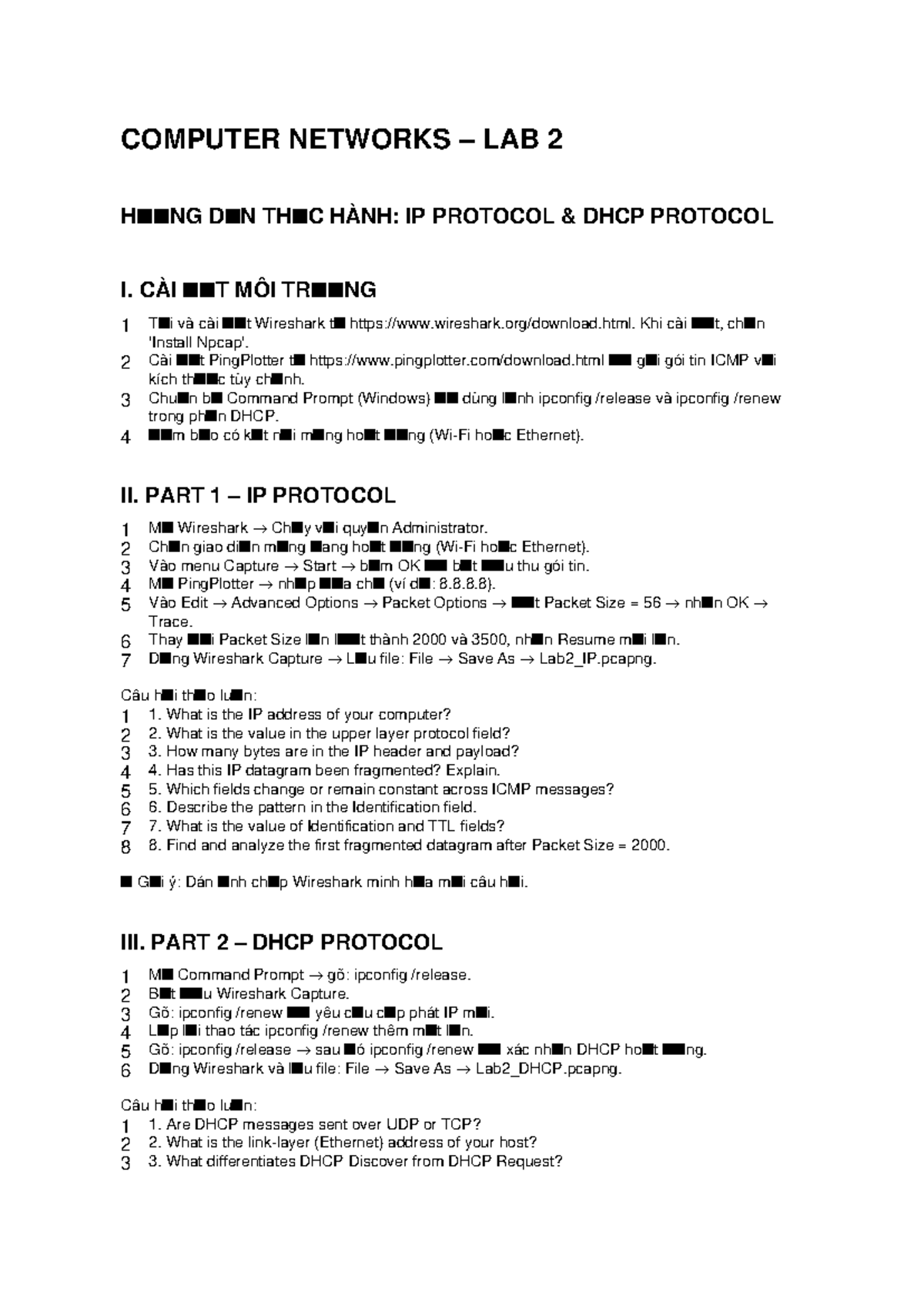 COMPUTER NETWORKS LAB 2: IP & DHCP PROTOCOLS GUIDE - Studocu