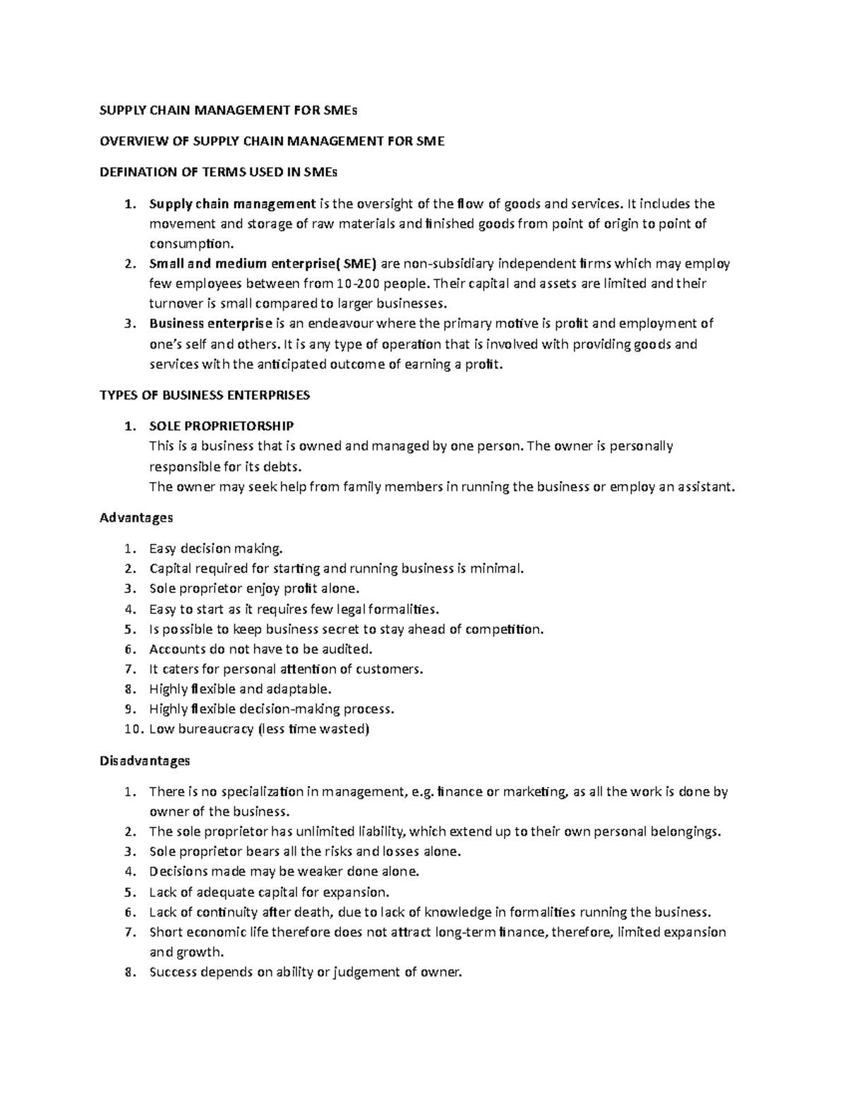 Supply Chain Management FOR SMEs - SUPPLY CHAIN MANAGEMENT FOR SMEs ...