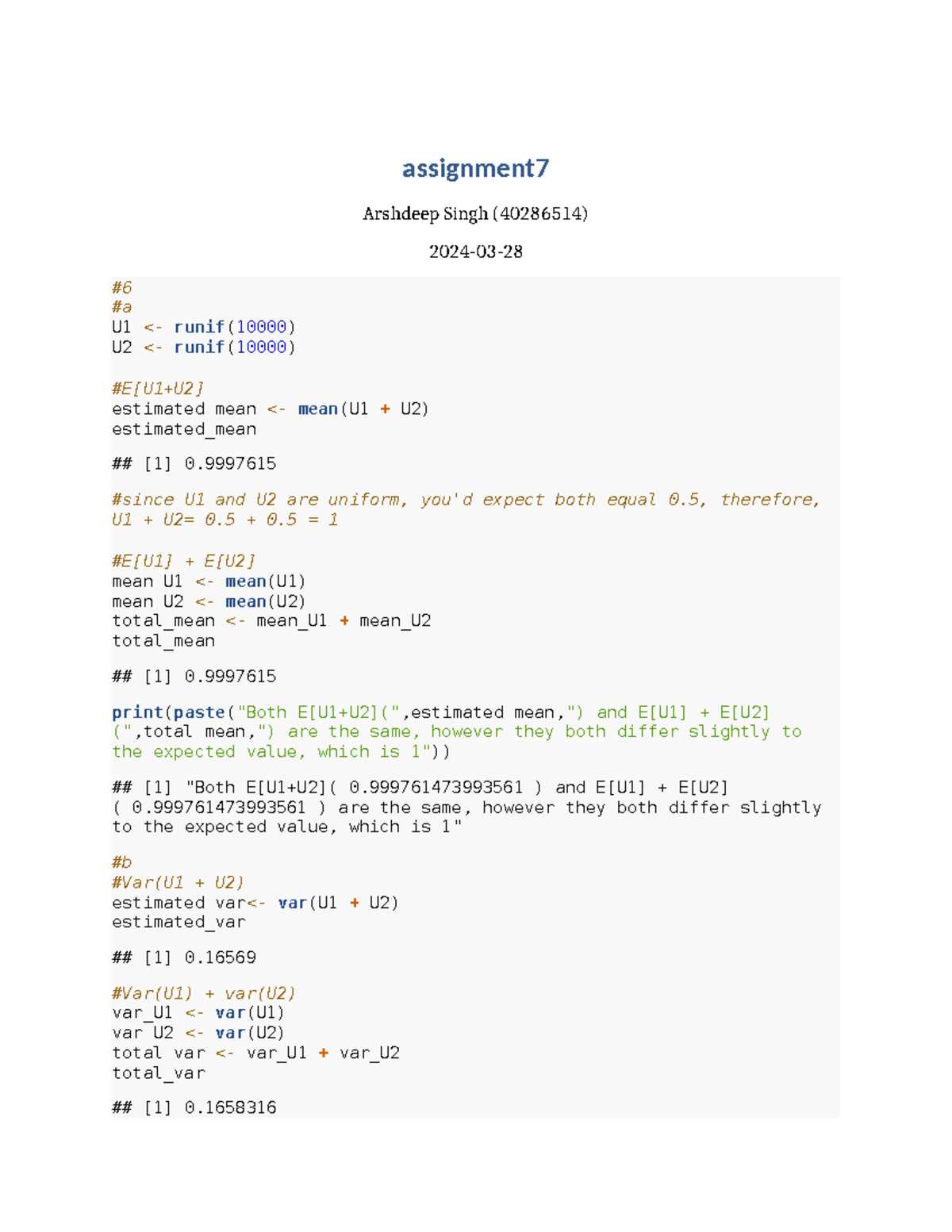 Assignment 7: Statistics Analysis and Simulations - Studocu