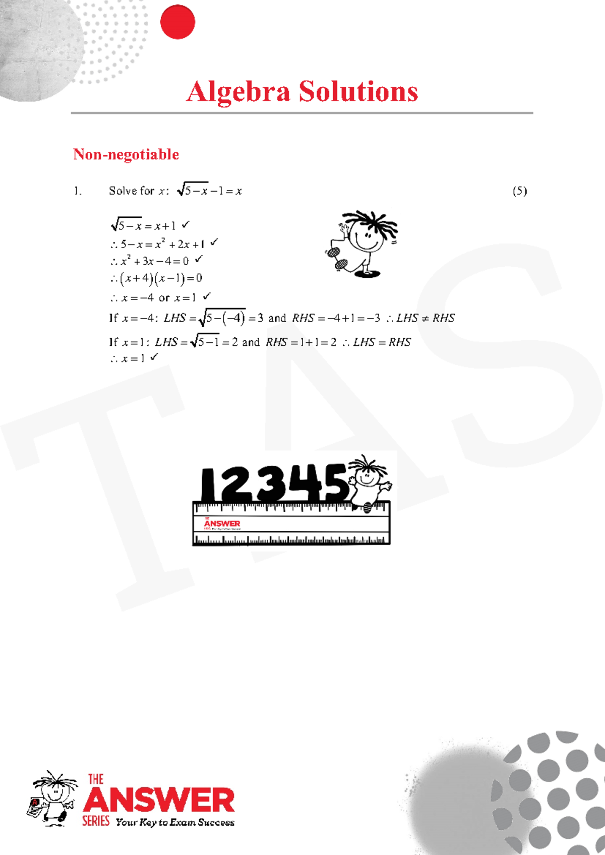 Grade 12 Maths Revision Solutions: Comprehensive TAS Guide - Studocu