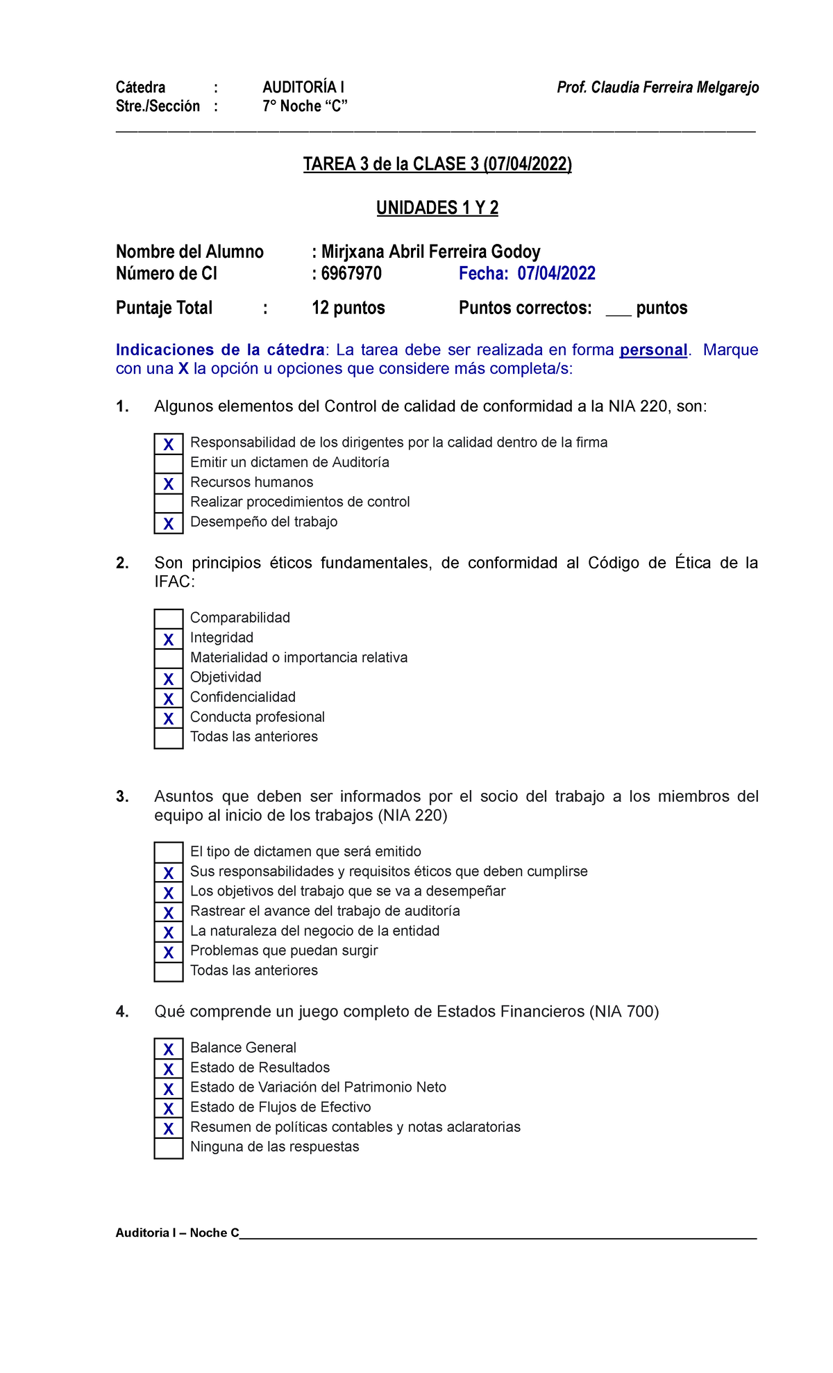 AUDITORÍA I - TAREA 3: Control de Calidad y Estados Financieros - Studocu