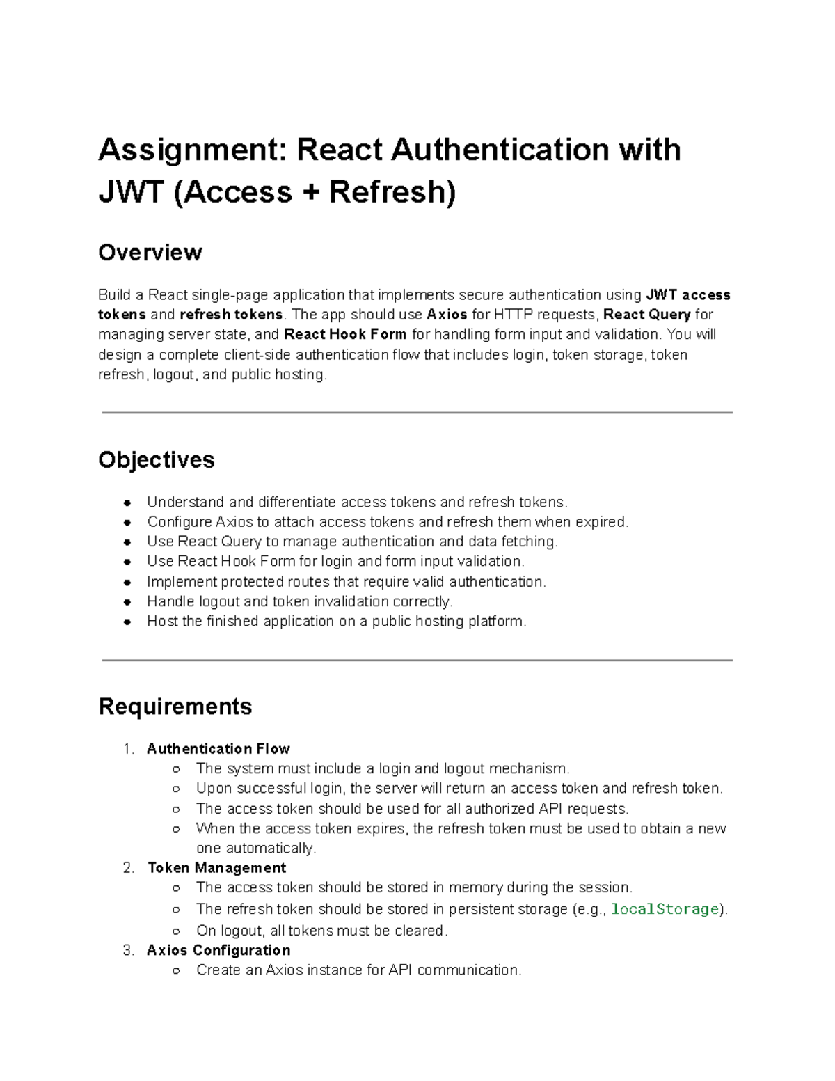IA4 - React JWT Authentication: Access & Refresh Tokens Guide - Studocu