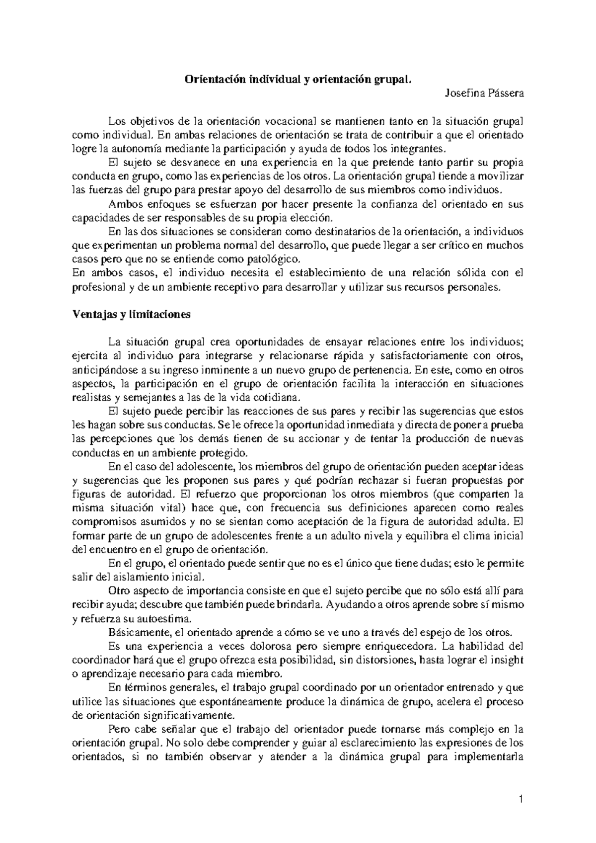 Orientación Individual y Grupal en Vocación - Pássera (2021) - Document Preview