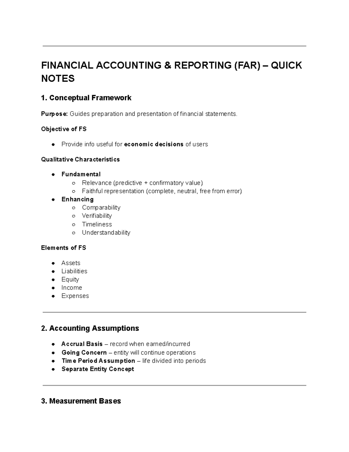 FAR Financial Accounting Reporting Quick Notes: Key Concepts & Traps ...