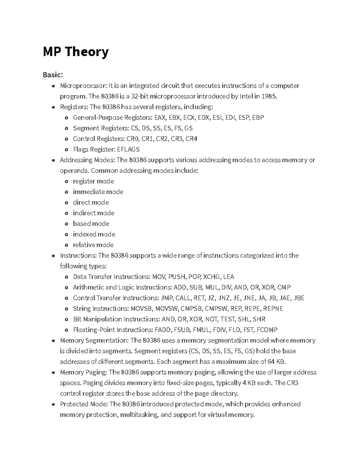 MP Theory - MP Theory Basic: Microprocessor: It is an integrated ...