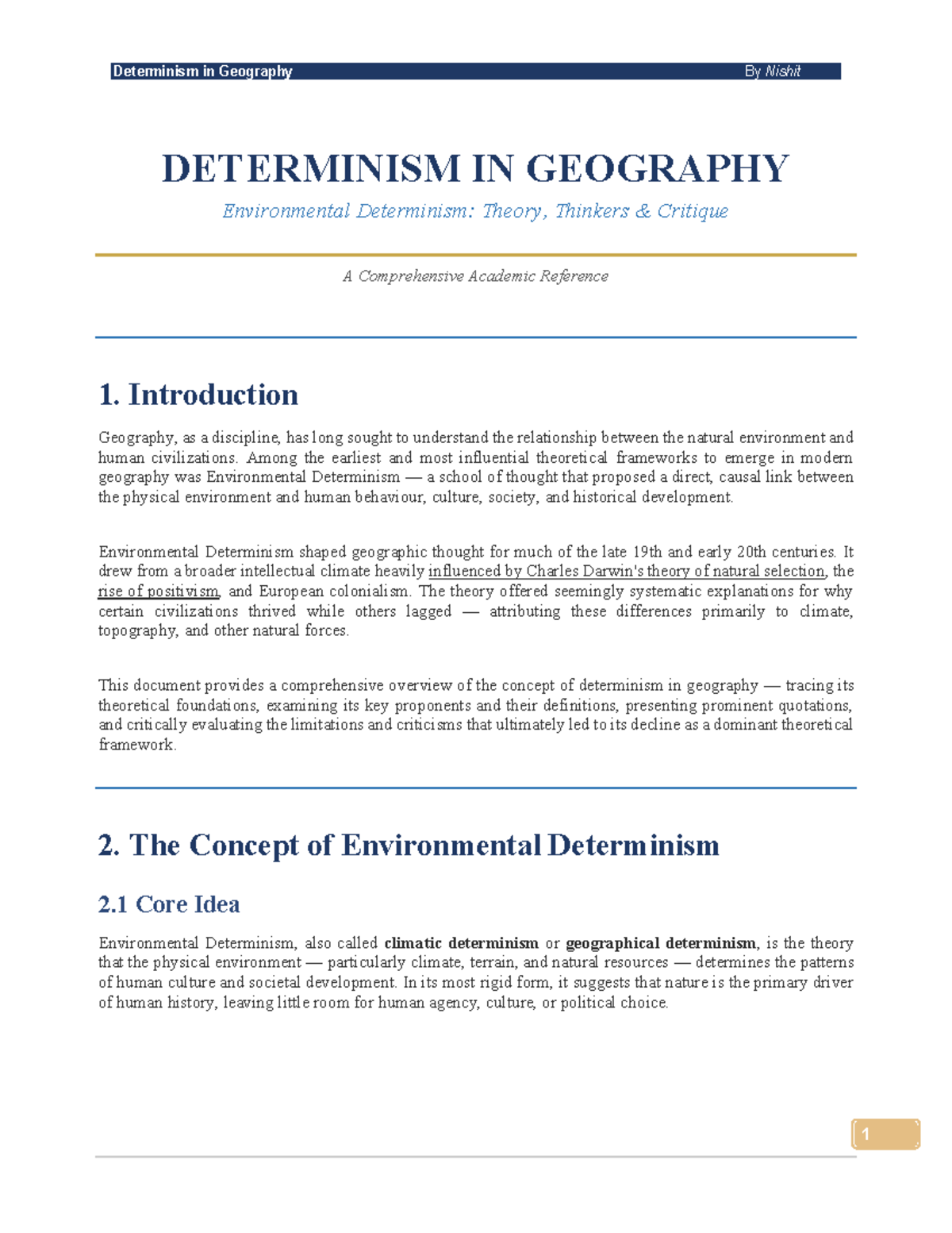 Environmental Determinism in Geography: Theory and Critique - Studocu