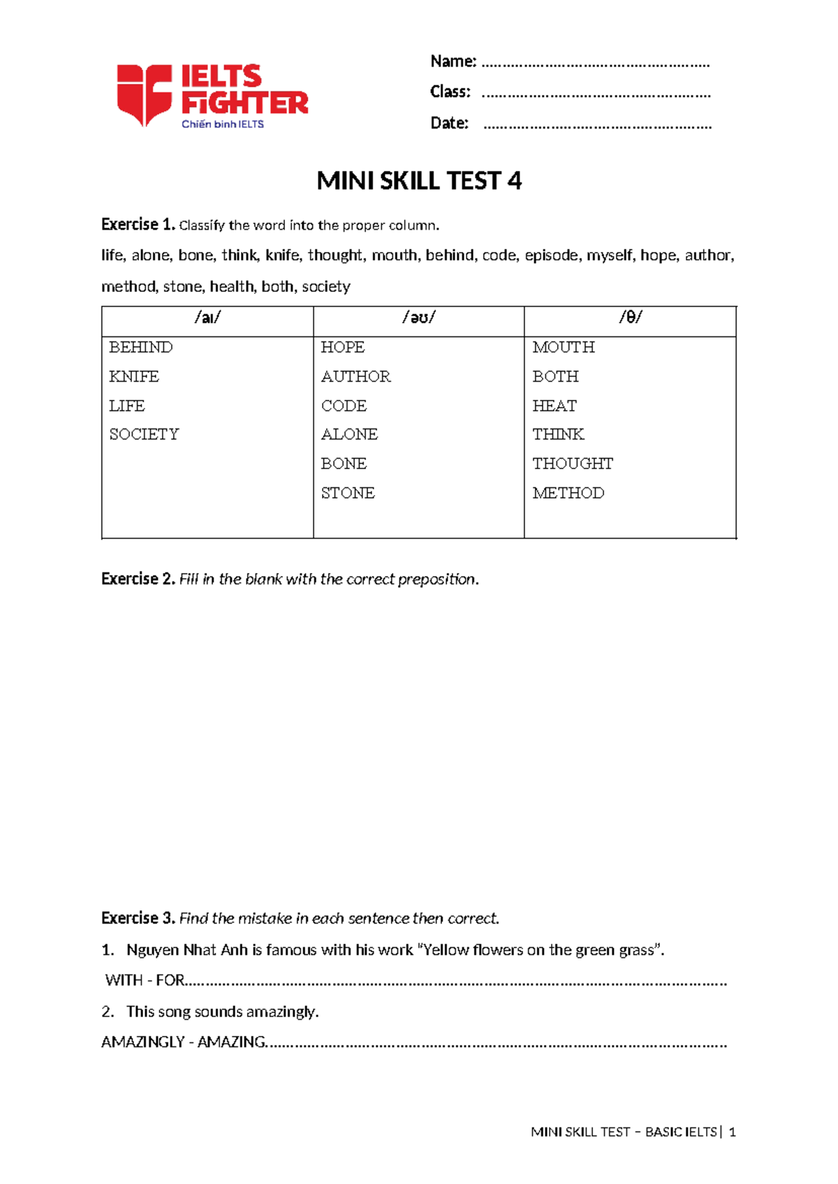 MINI SKILL TEST 4 - Basic IELTS Preparation - Studocu