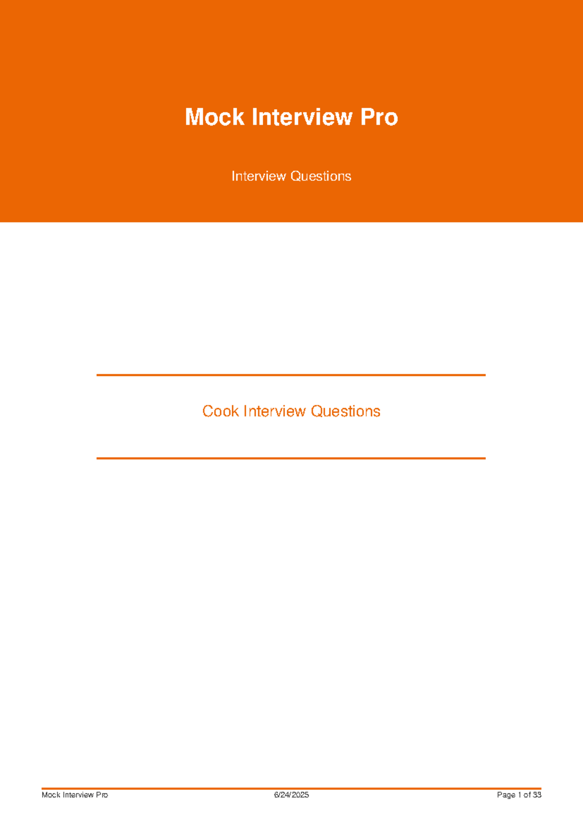 Cook Interview Questions: Mock Interview Pro Guide - Studocu