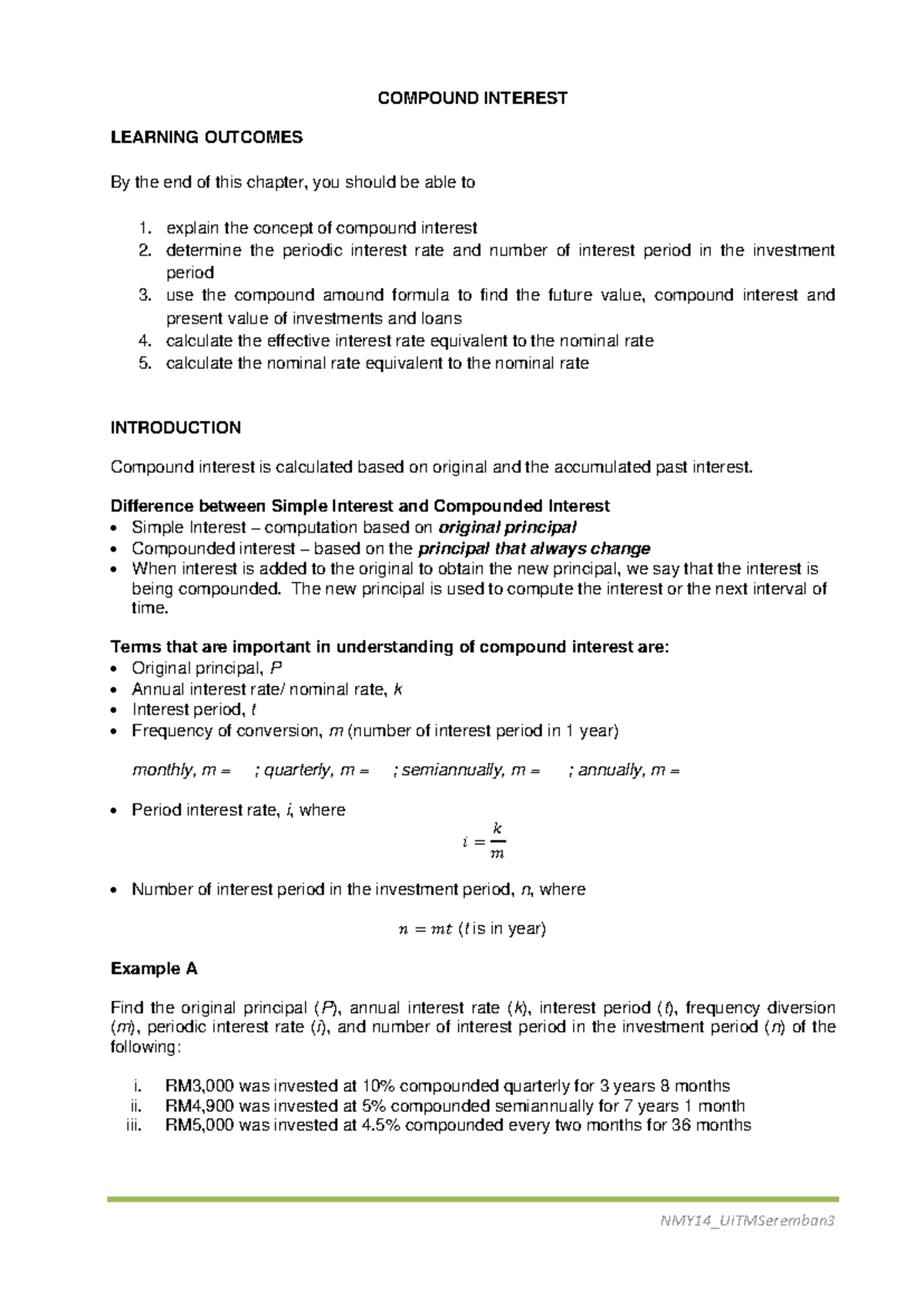 Compound Interest Exercise Notes - Understanding and Applications - Studocu
