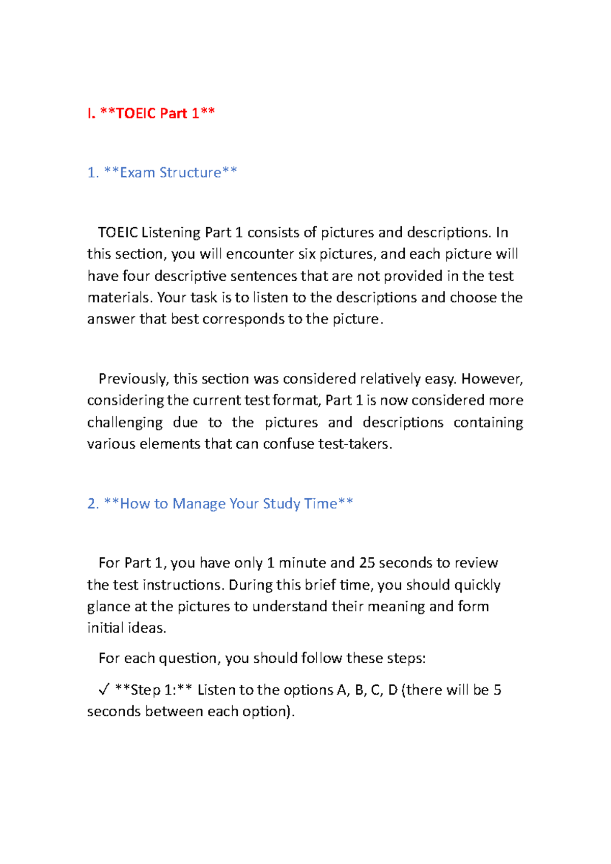 TOEIC Strategies: Essential Grammar Notes and Listening Tips - Studocu