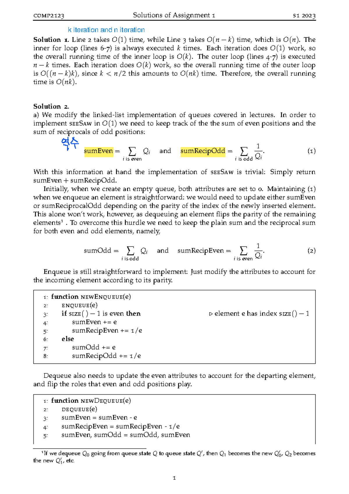 comp2123 Assignment 1 Solutions for S1 2023 Detailed Explanation - Studocu