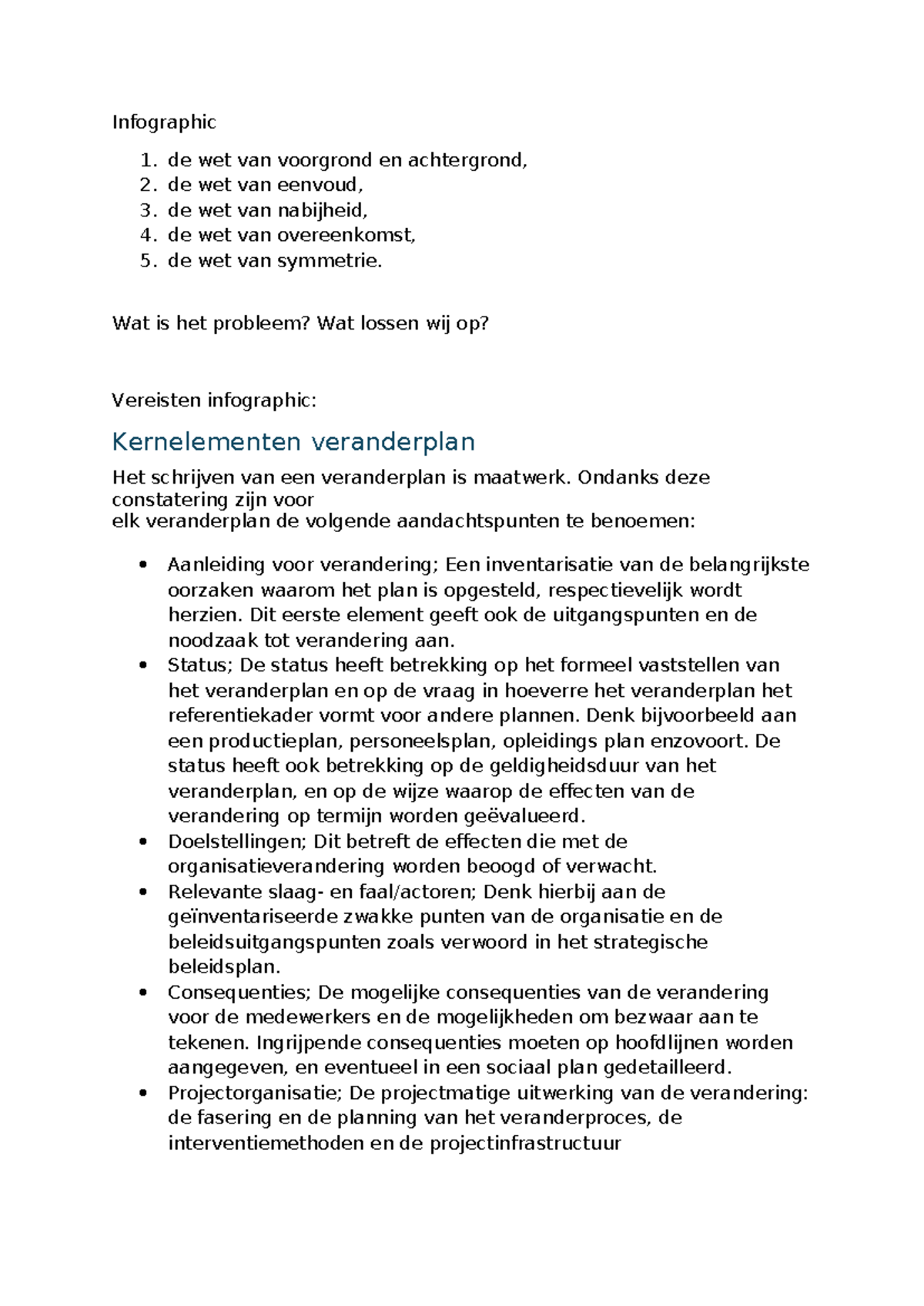 Infographic: Kernpunten van Besluitvorming en Veranderplan - Studeersnel