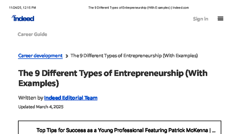The 9 Different Types of Entrepreneurship (With Examples) Indeed - Sign ...