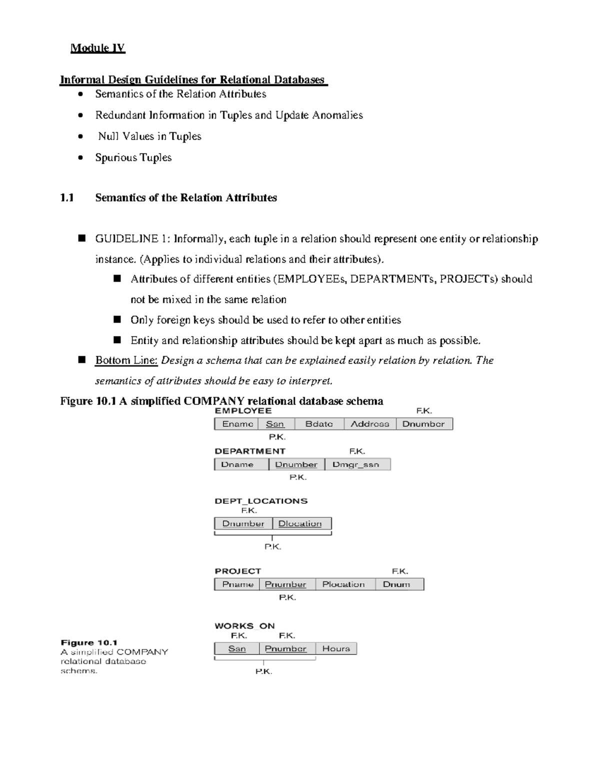 Module IV: Informal Design Guidelines & Functional Dependencies in ...