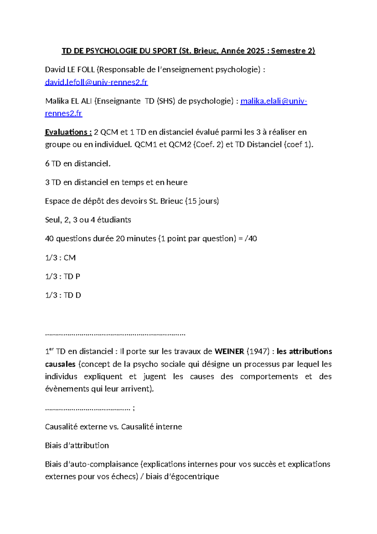 TD 1 de Psychologie APSA - TD DE PSYCHOLOGIE DU SPORT (St. Brieuc ...