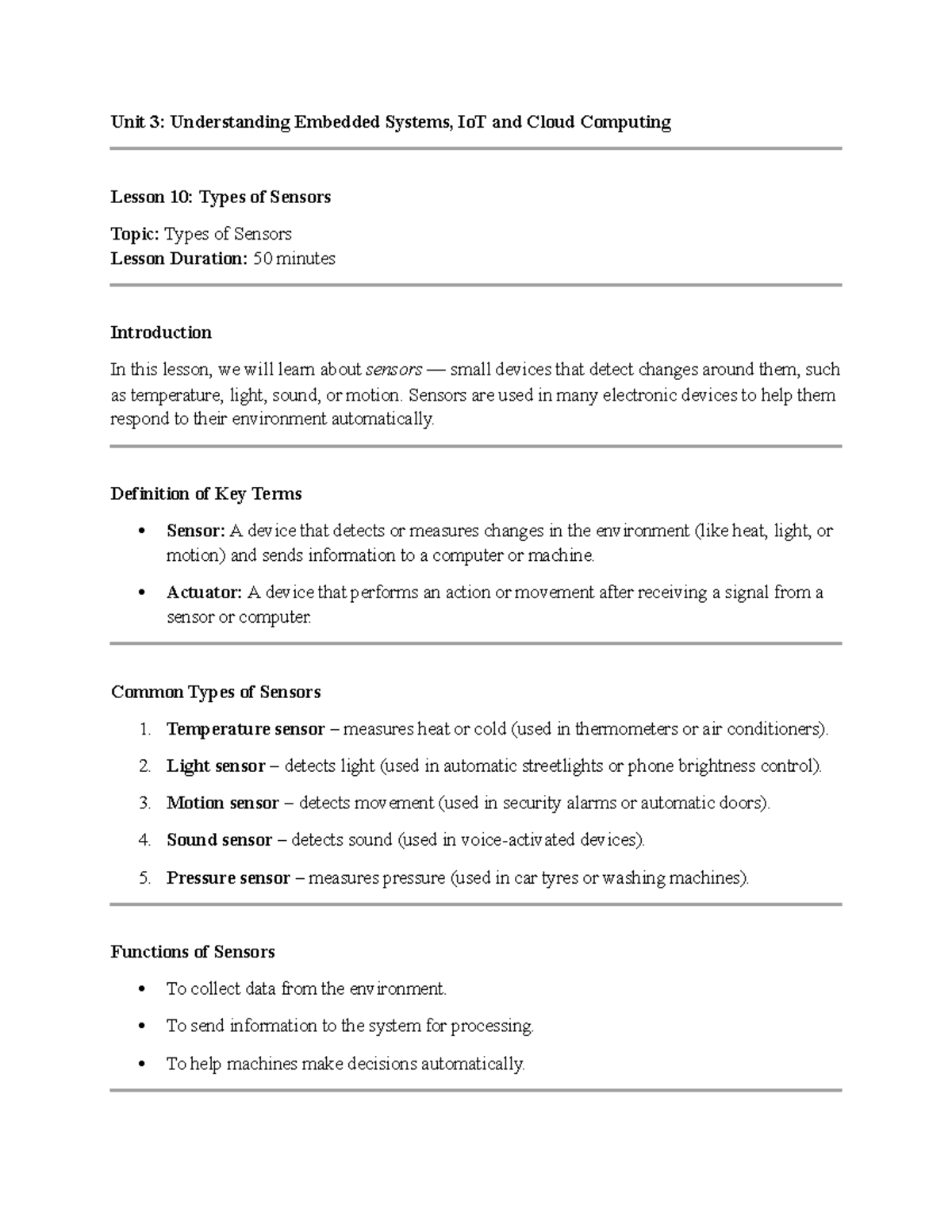 Unit 3 Embedded Systems Iot Assistive Tech Lessons Overview Studocu