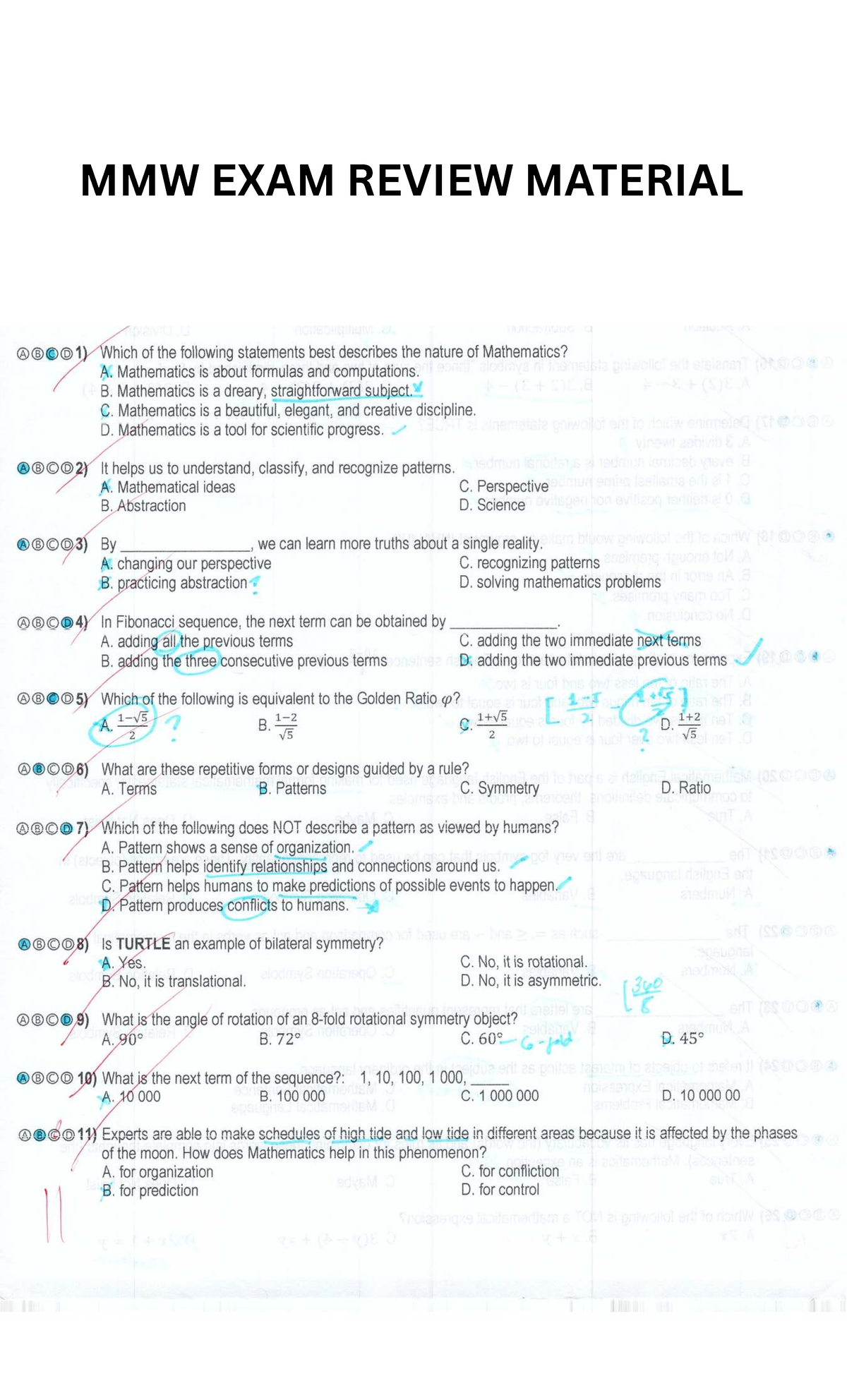 MMW-Exam Reviewer: Mathematics Concepts and Problem Solving - Studocu