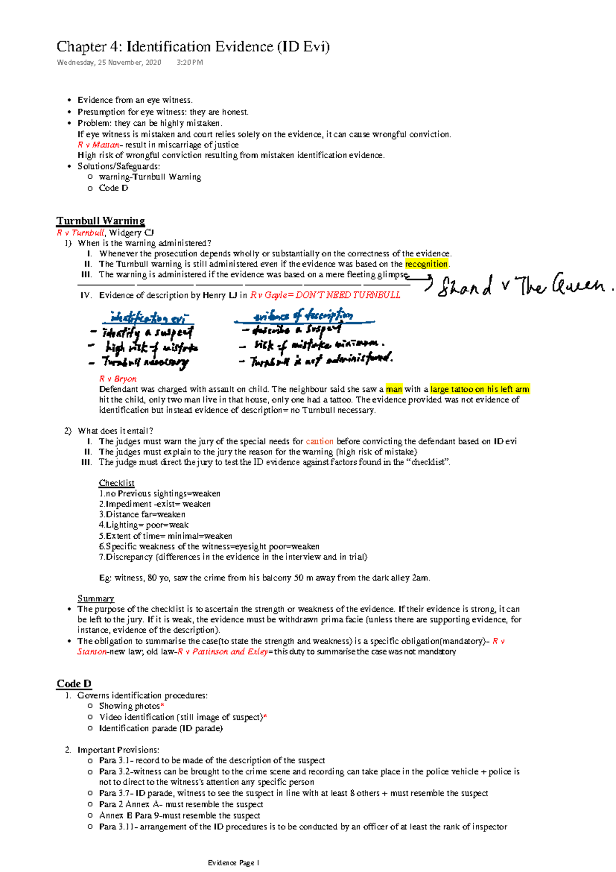 Chapter 4 (ID Evi)(4) - law of evidence - Evidence from an eye witness ...