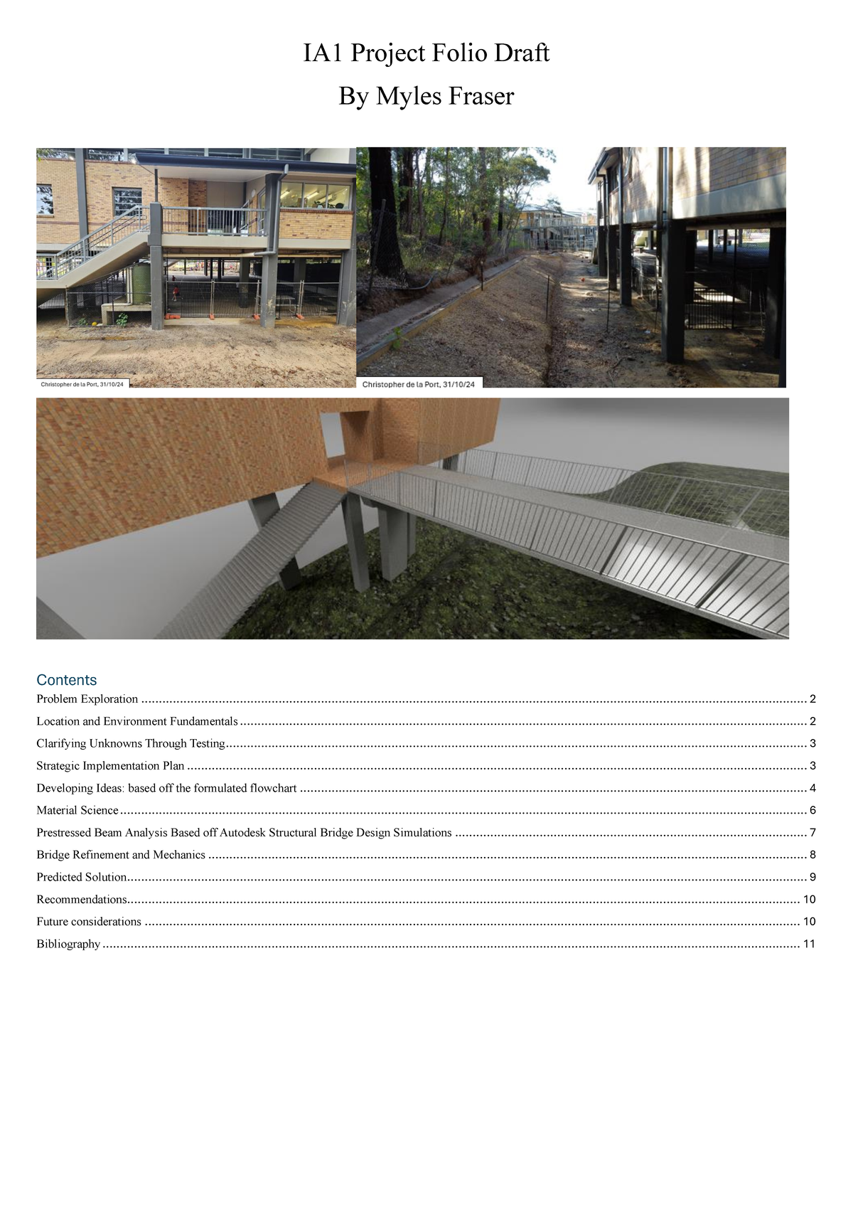 IA1 Project Folio Draft: Footbridge Design for St Andrews College - Studocu