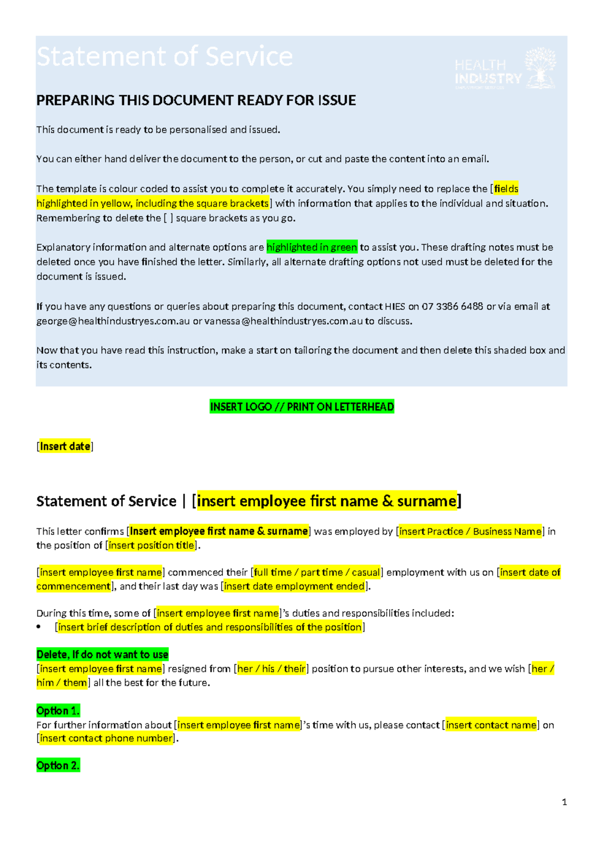 Statement of service preparation notes for document issuance - Studocu