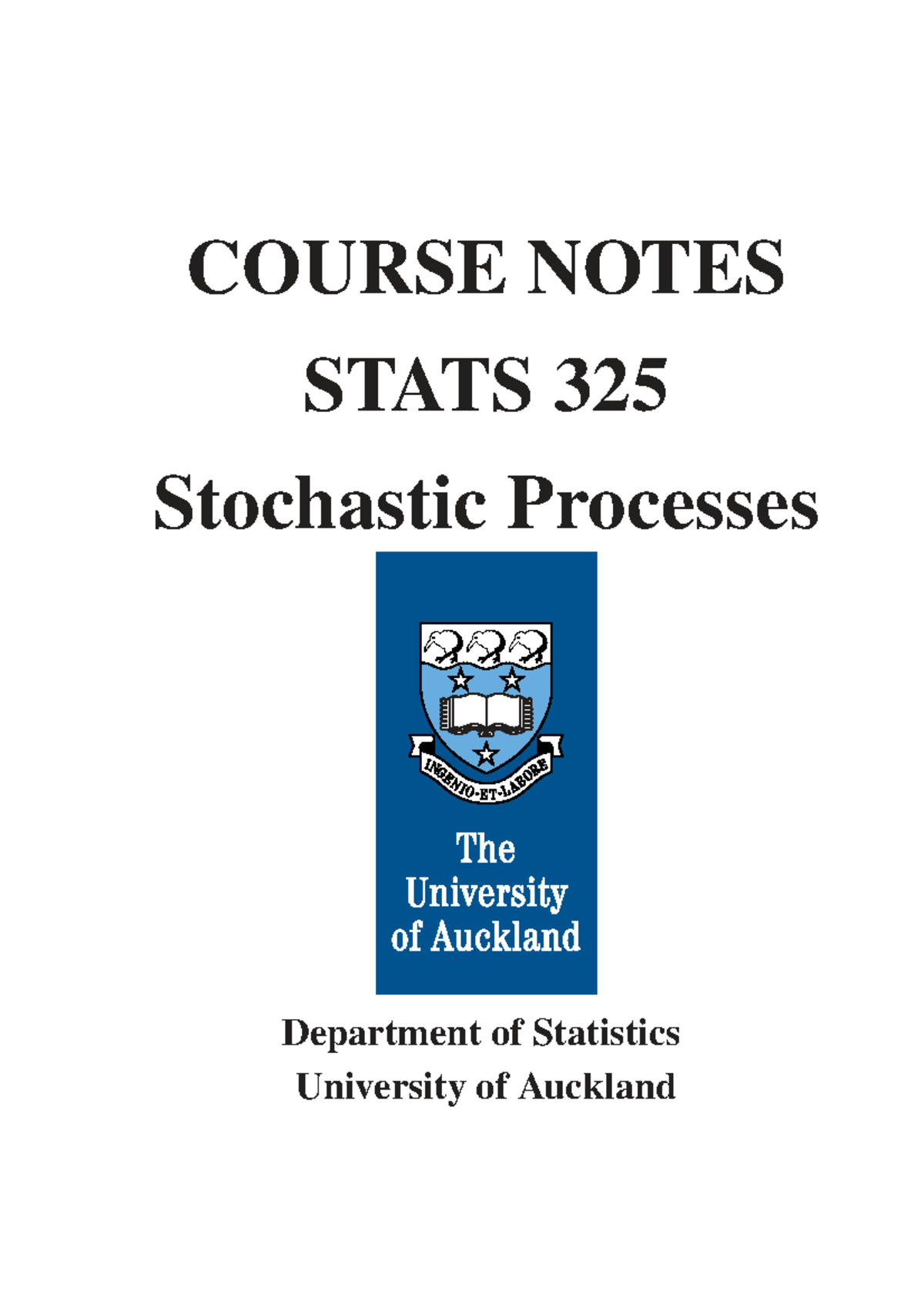 Final Exam Notes for STATS 325: Stochastic Processes and Models - Studocu