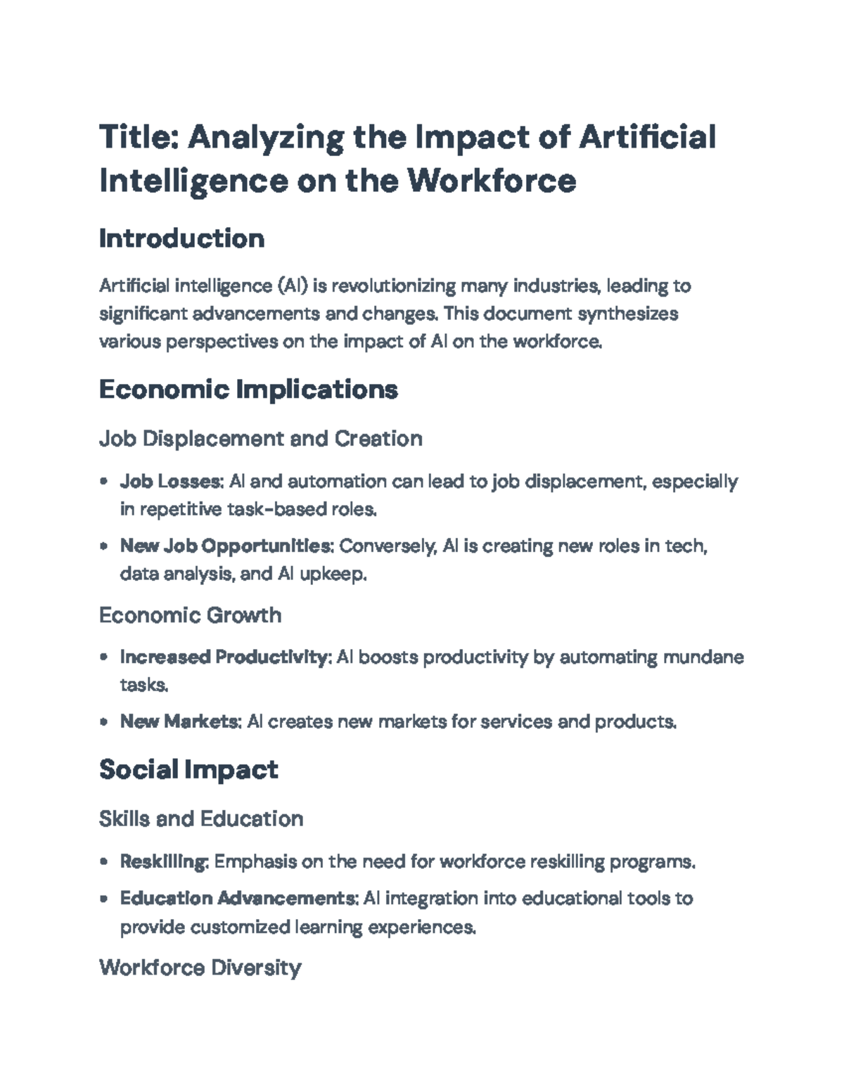 Analyzing the Impact of AI on Workforce Dynamics: Economic & Ethical ...