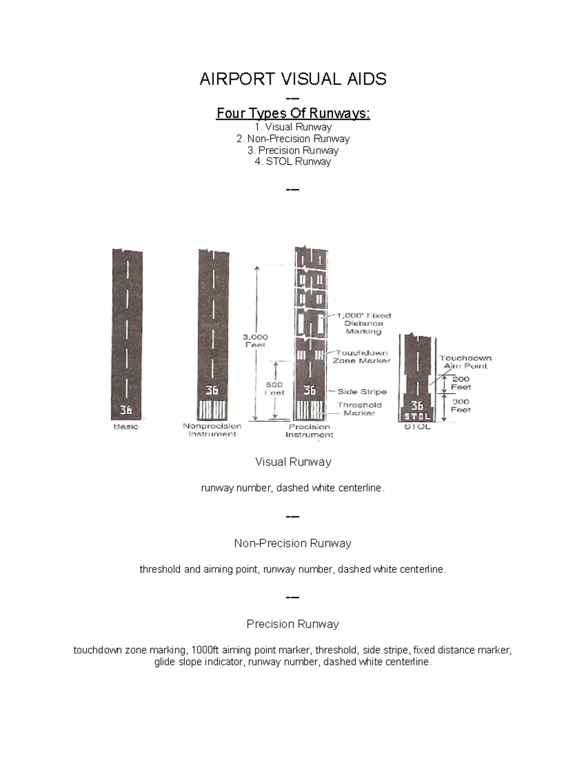 ATF 113 - Airport Visual Aids: Types & Markings of Runways - Studocu