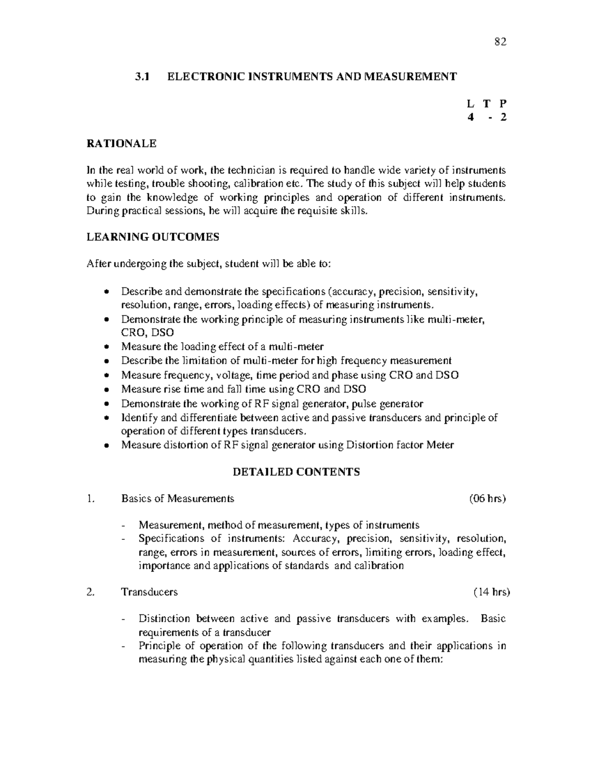 82 3.1 Electronic Instruments and Measurement - Syllabus Overview - Studocu
