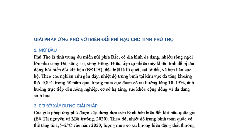 Giai phap ung pho BDKH Phu Tho - GIẢI PHÁP ỨNG PHÓ VỚI BIẾN ĐỔI KHÍ HẬU ...