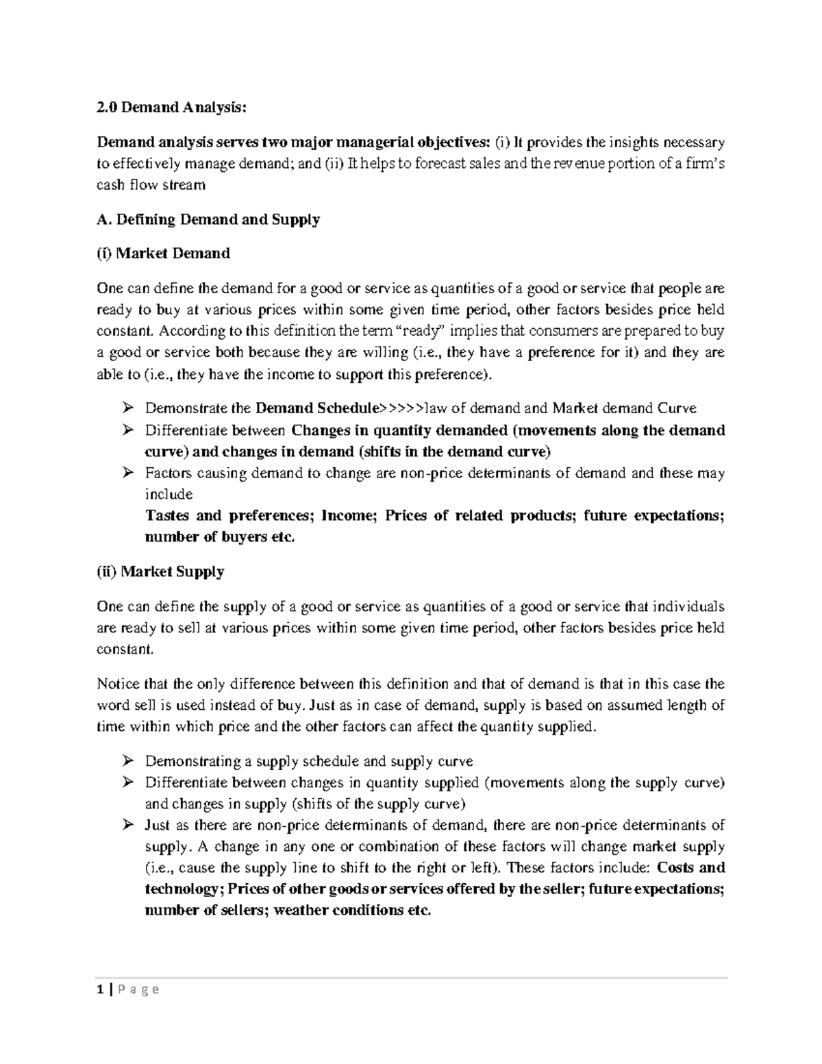 Demand Analysis Lecture notes 1 2021 22 - 2 Demand Analysis: Demand ...