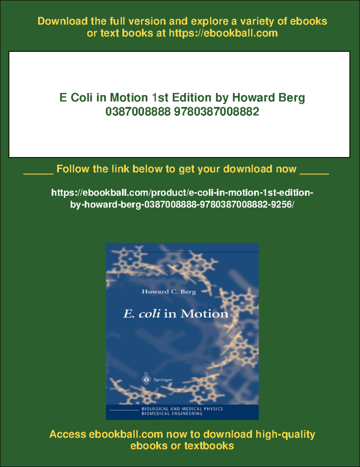 E. coli in Motion: Insights from Howard Berg's 1st Edition Text - Studocu