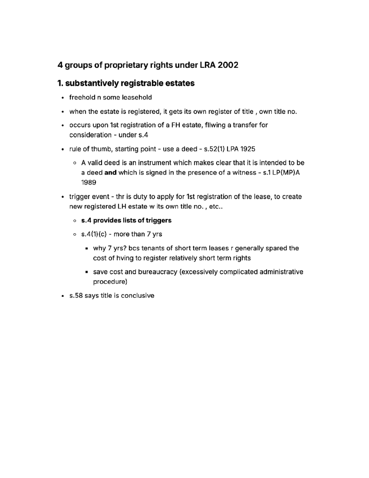 Land Law LRA 2002: Proprietary Rights & Registration (Chap 2) - Studocu
