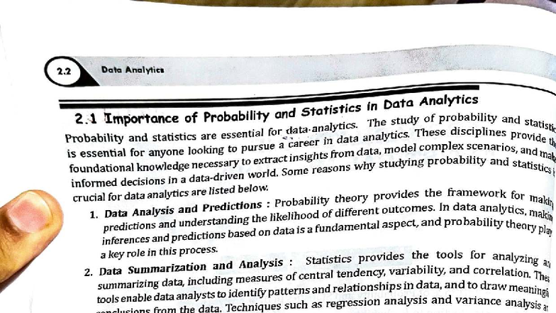 BCA BCU Unit 2: Importance of Probability & Statistics in Data ...