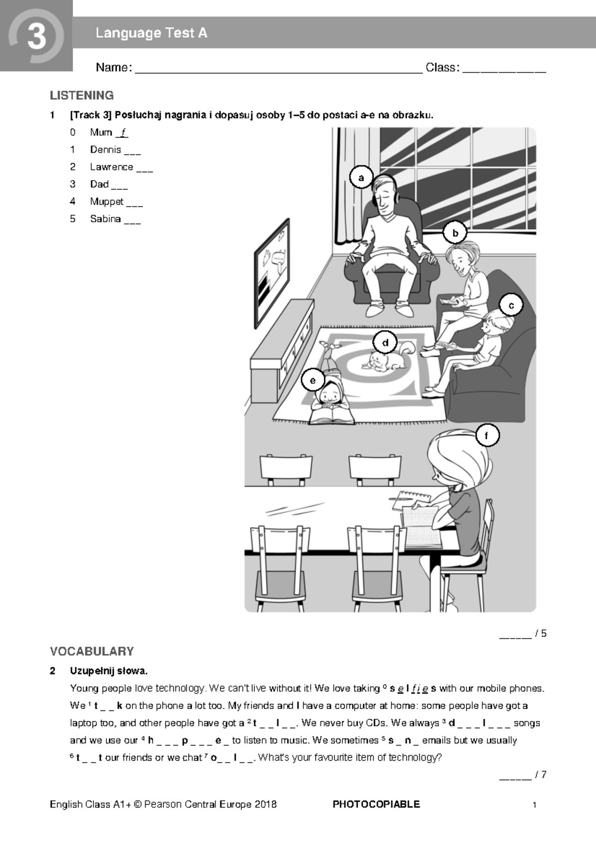 EC A1P - Language test 3A - Name ...