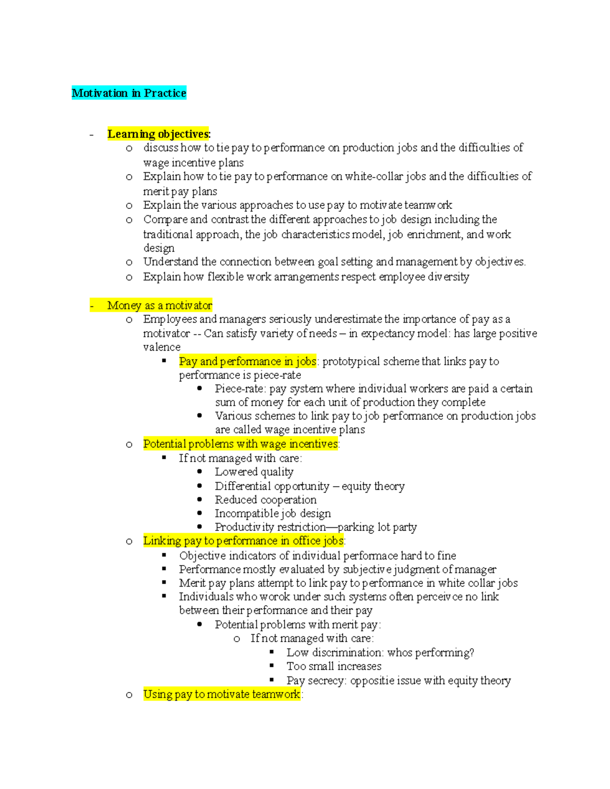 OB 2 Lecture Notes: Motivation, Job Design, and Team Dynamics - Studocu