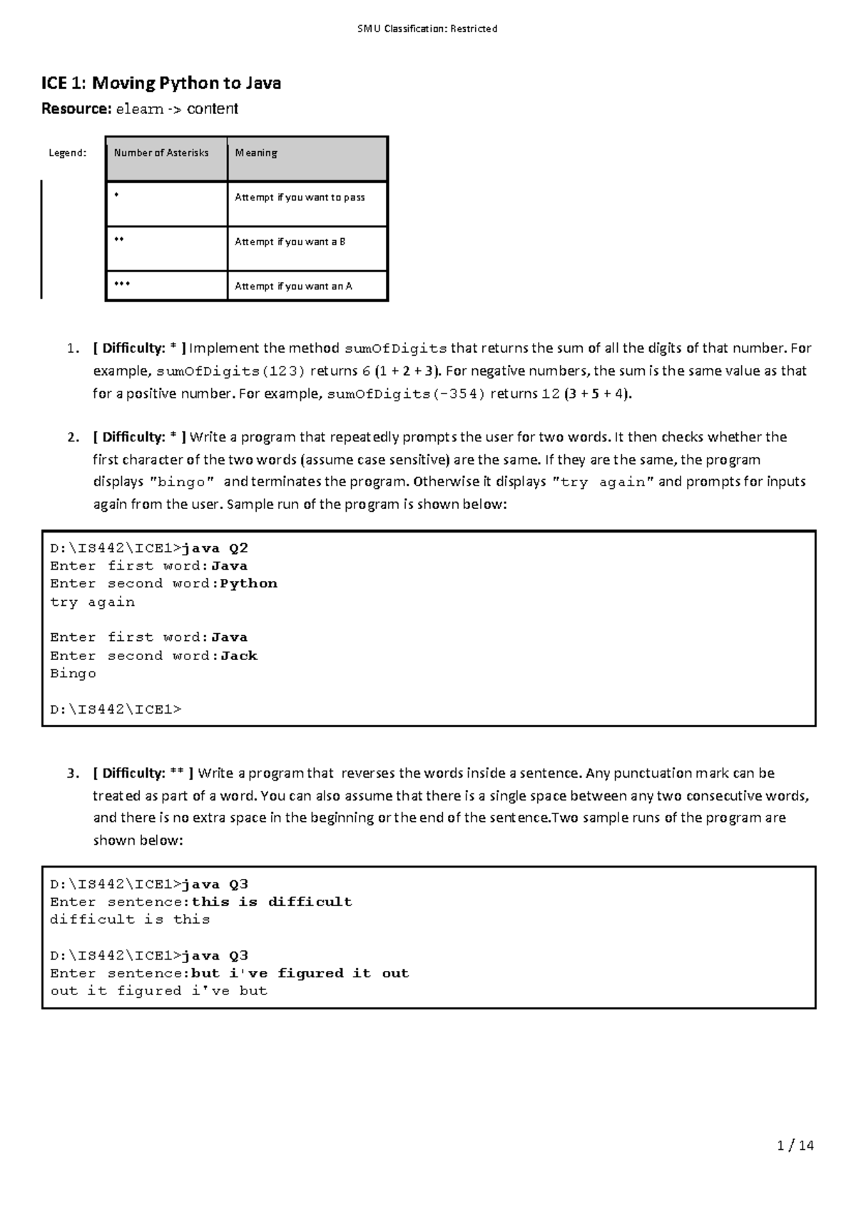 ICE 1: Moving Python to Java - Programming Exercises and Solutions ...