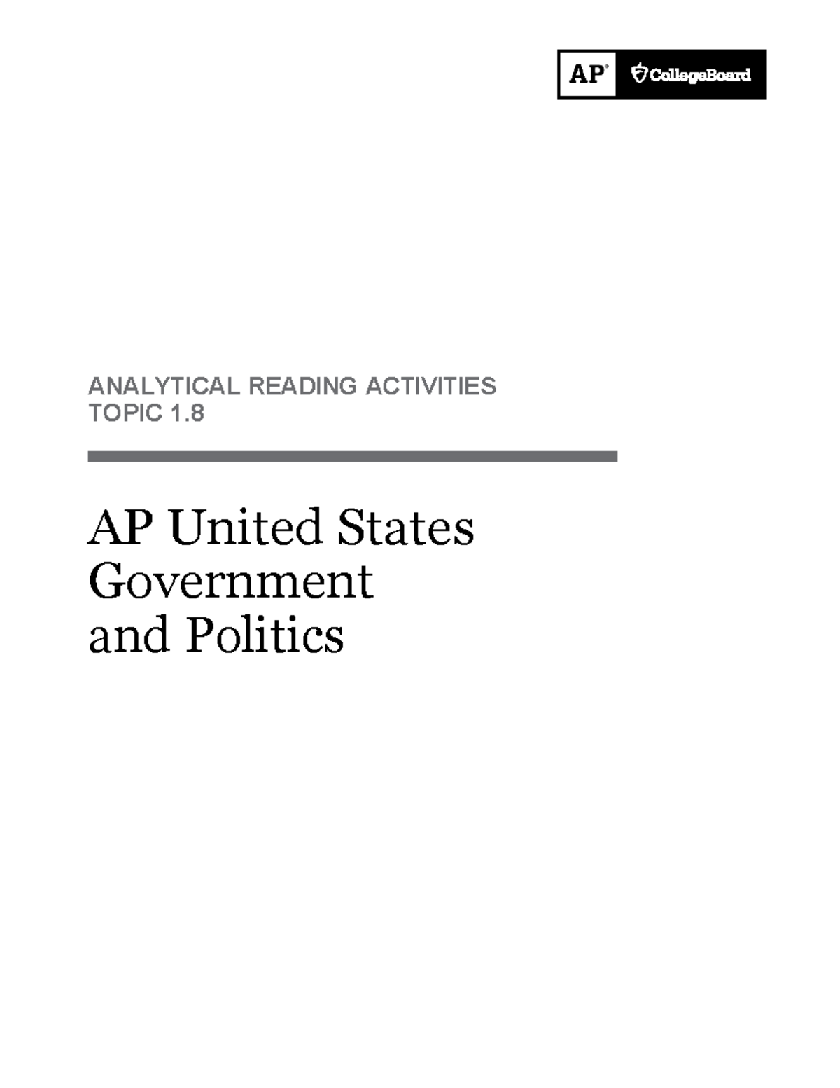 Analytical Reading Activity Topic 1 8 Student v3 - ANALYTICAL READING ...