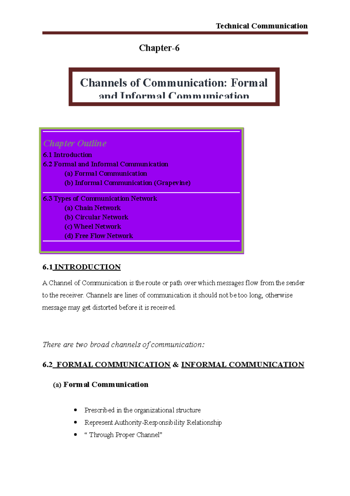 TECHNICAL COMMUNICATION Chapter 6: Channels of Communication - Studocu