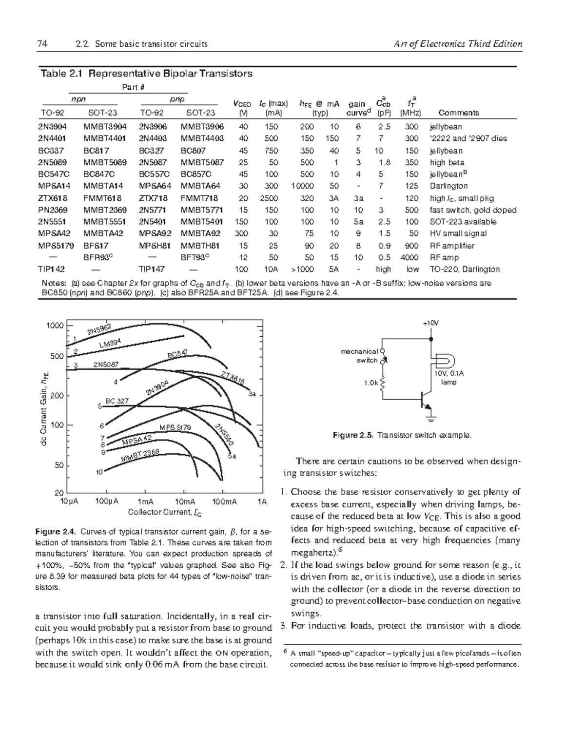 Art of Electronics 3rd Ed: Basic Transistor Circuits (Pages 107-108 ...