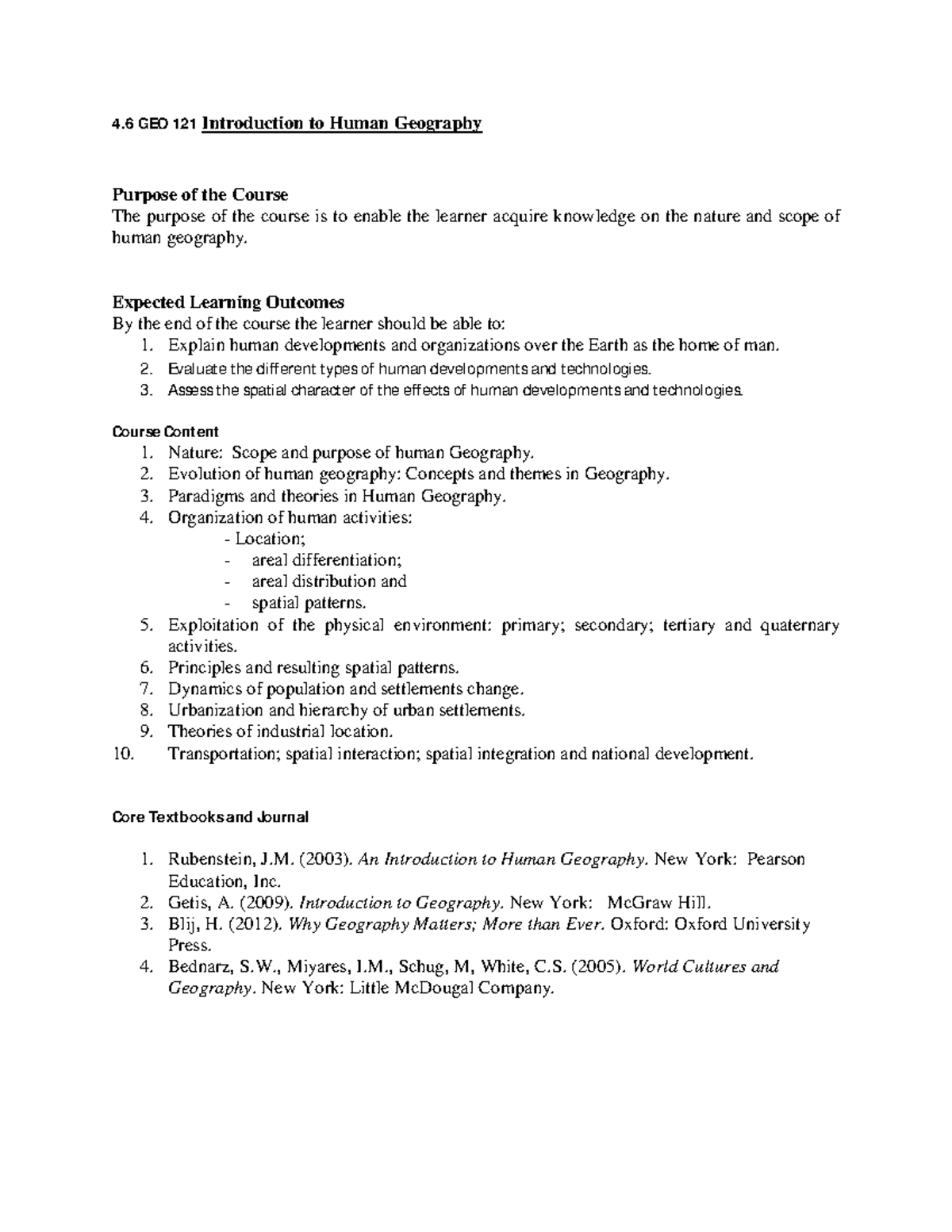 GEO 121 Midterm Outline: Introduction to Human Geography Concepts - Studocu