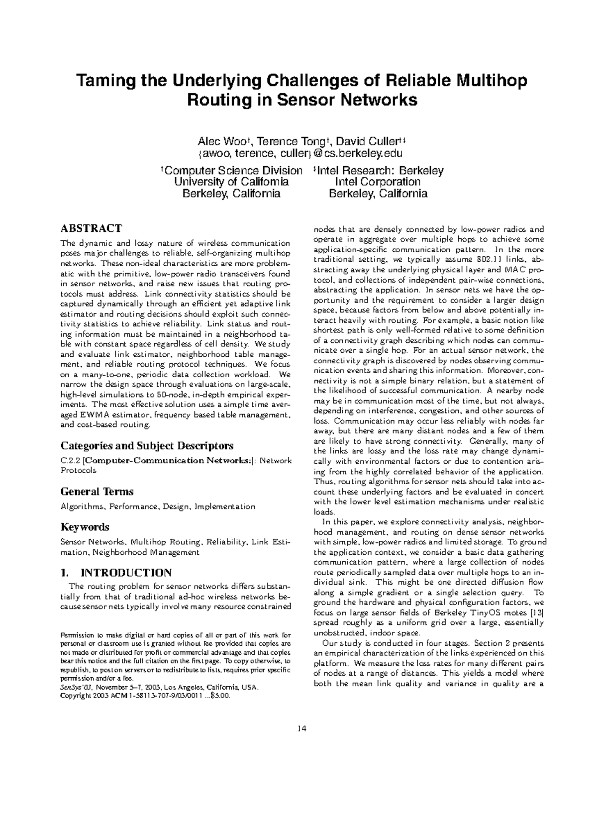 Reliable Multihop Routing in Sensor Networks: Challenges and Solutions ...