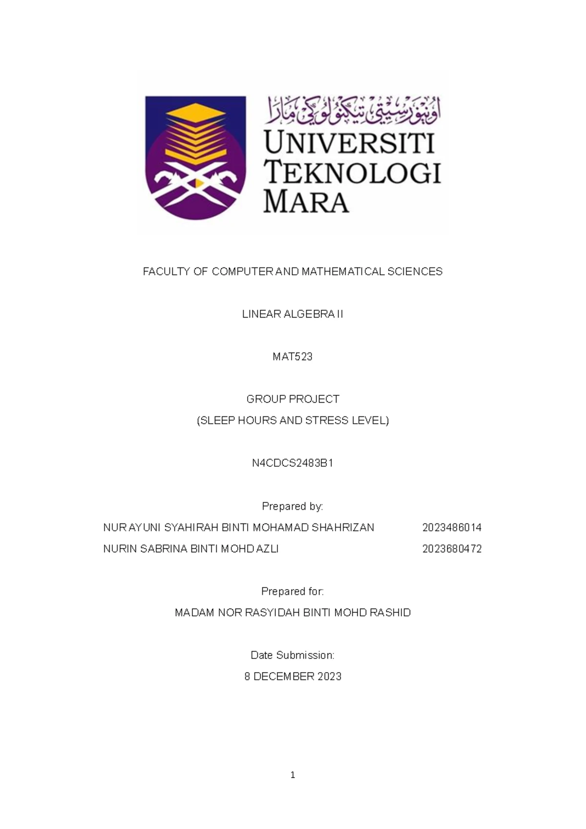 UITM MAT523 Tutorial Notes: Chapter 3 Overview - Studocu